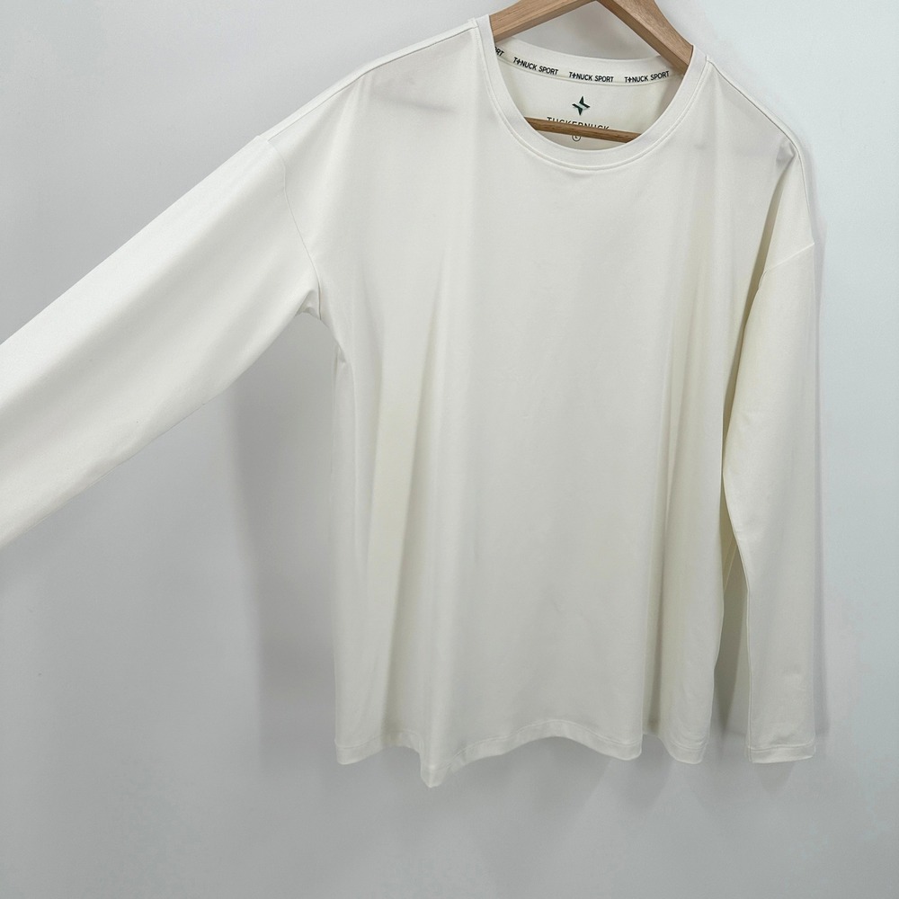 Tuckernuck Sport Womens White Long‎ Sleeve Performance Tee Shirt Top Size L - Picture 3 of 6